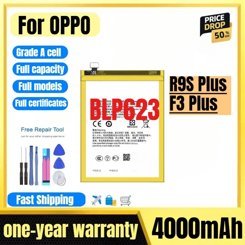 BLP623 for OPPO R9S Plus/F3 Plus Mobile Phone Battery High Quality High Capacity Replacement Bateria Grade A Cell with Tools