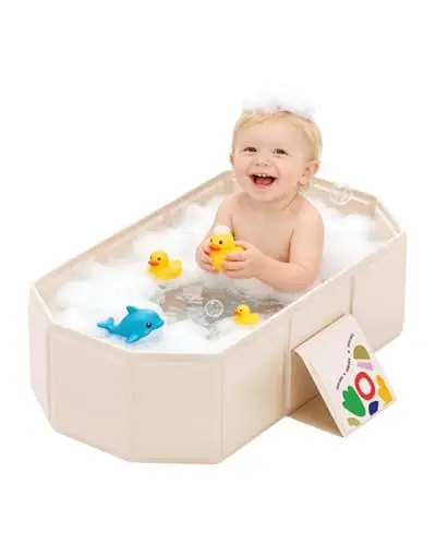 Foldable Kids Bathtub, Portable Baby Bathtub for Newborns To Toddlers, Collapsible Toddler Bath Tub