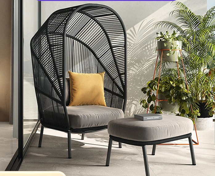 Customized leisure balcony, outdoor sofa, bird's nest villa, rattan woven high back sofa, outdoor resort garden furniture