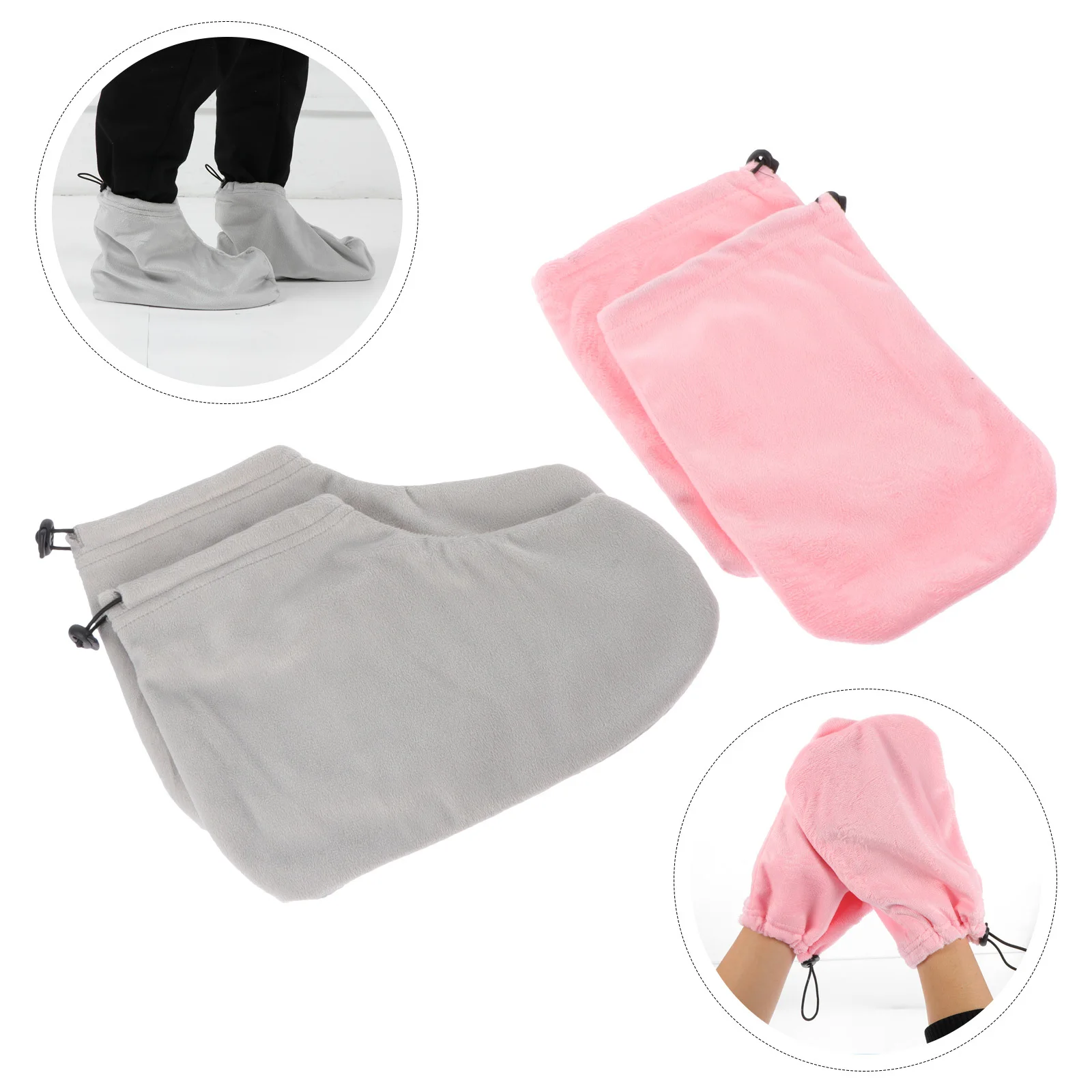 1 مجموعة شريط مرن شمع البارافين يغطي القدم اليد الحرارية معزول قفازات سبا للعناية بالبشرة ترطيب العلاج