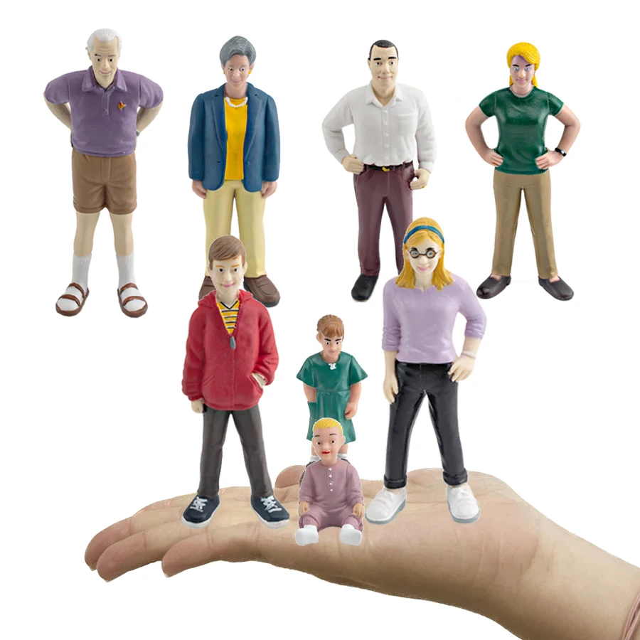 Nuovo modello di casa delle bambole simulazione figurine di persone famiglia Sandtable Playset Action Figures giocattolo adorabile educativo per il regalo dei bambini