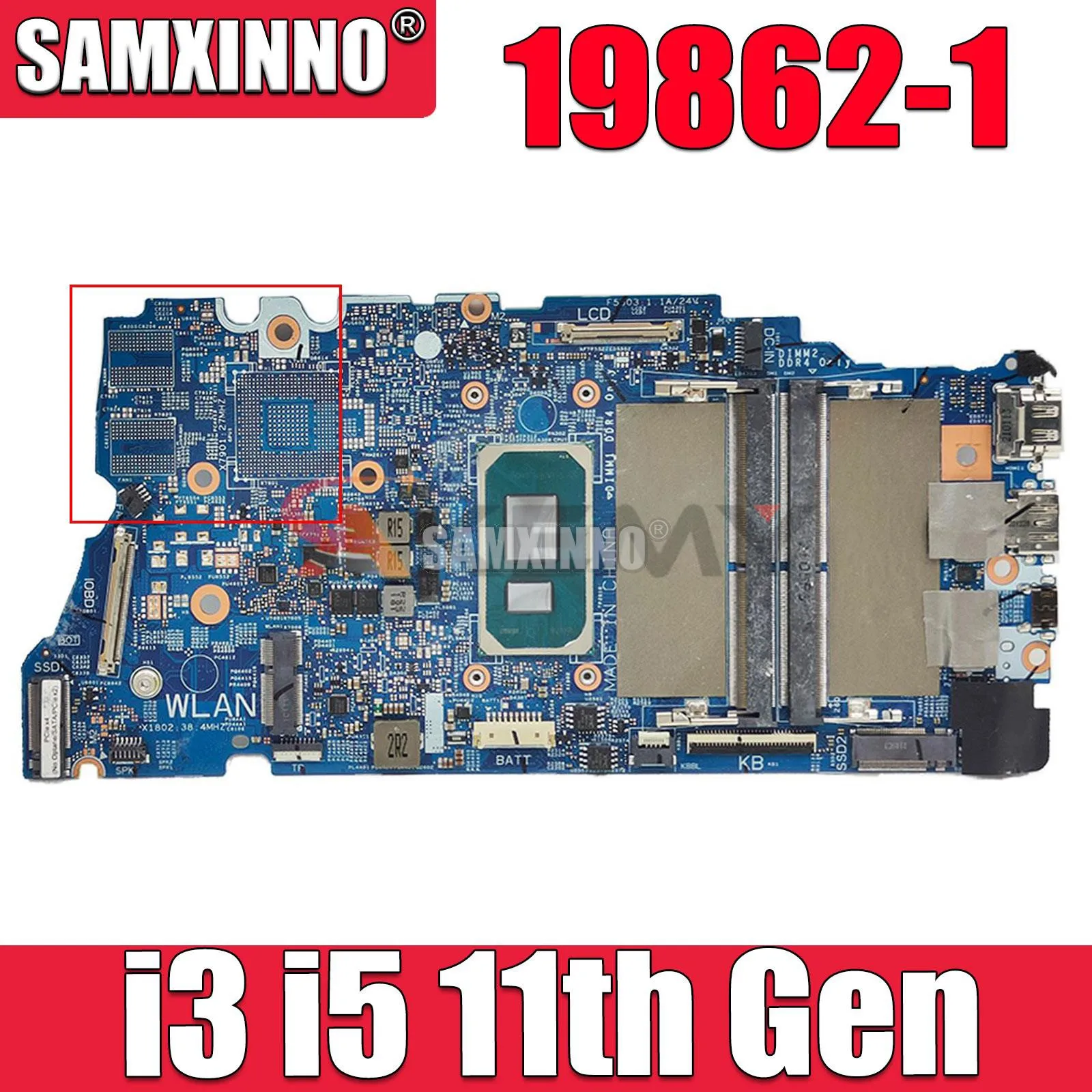 

SAMXINNO 19862-1 For Laptop Motherboard DELL Vostro 5402 5502 010GRP CN-04D2JV Notebook Mainboard with I3-1115G4 I5-1135G7 CPU