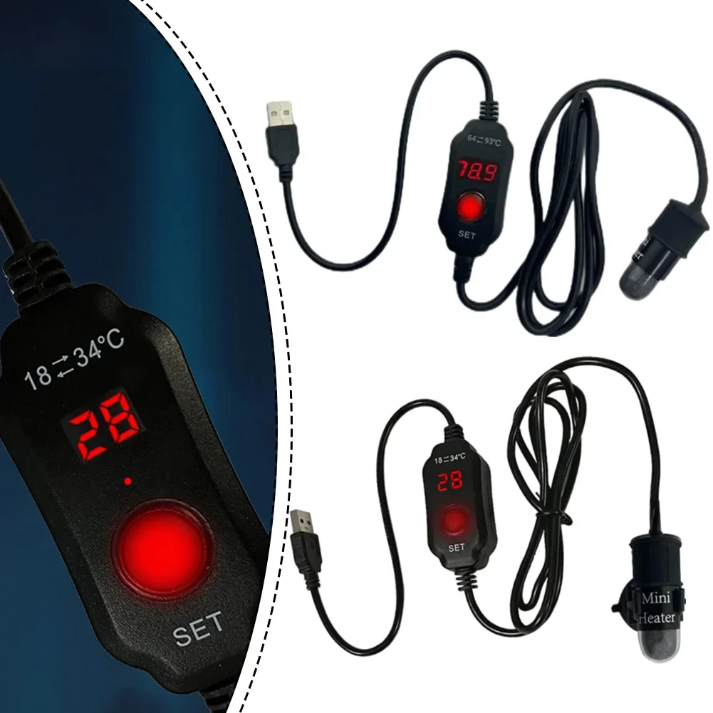 Fish Tank Heater with USB Connection Submersible Thermostat for Aquatic Environments Adjustable Temperature Settings