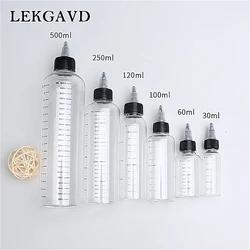 Bouteille en plastique pour tous les jours, liquide, huile l'horloge, compte-gouttes, bouchon torsadé HI, encre pigmentée de tatouage, 30ml, 60ml, 100ml, 120ml, 250ml