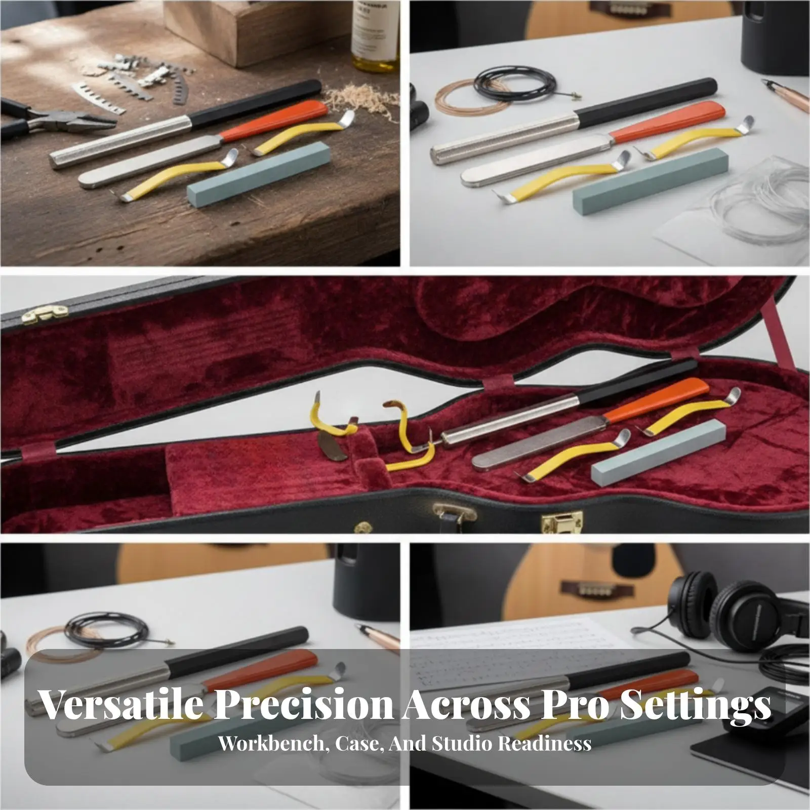 5 Pieces Guitar Fret Filing Kit Handy Fret Maintenance Tool Assortment Grinding