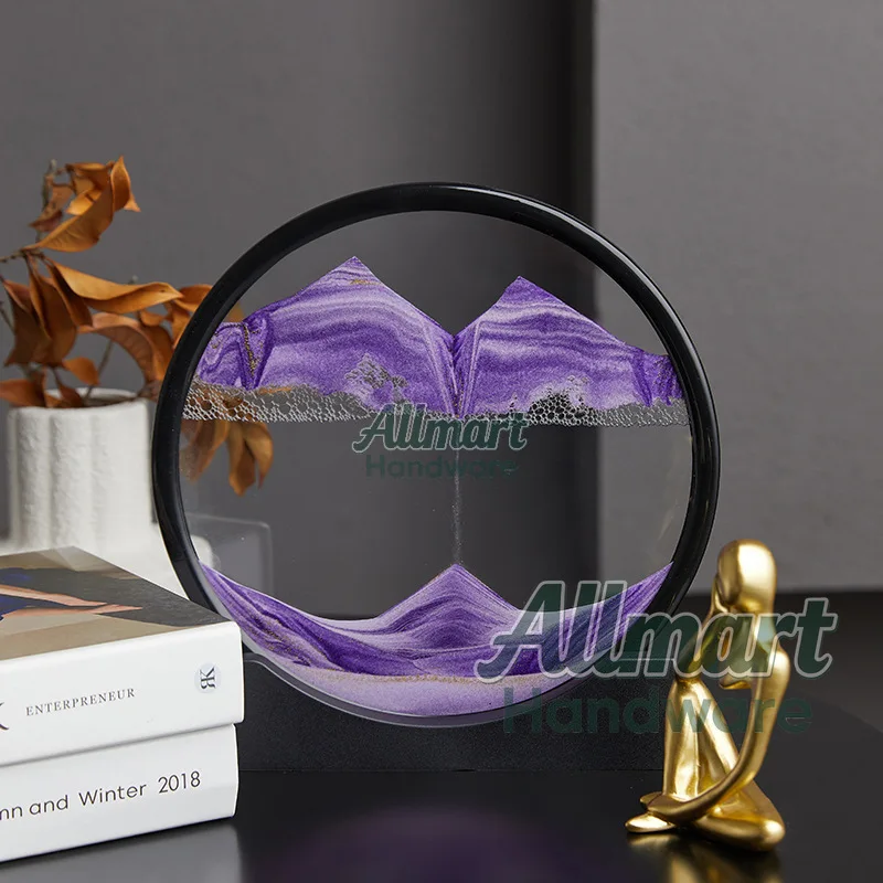 Colorful, 3D flowing sand painting hourglass, office wine cabinet decoration ornament, good gift item -12 inches