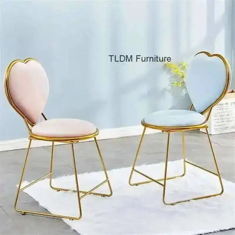

Dormitory Leisure Nordic Makeup Chair Home Bedroom Furniture Backrest Dressing Stool Luxury Living Room Restaurant Dining Chairs