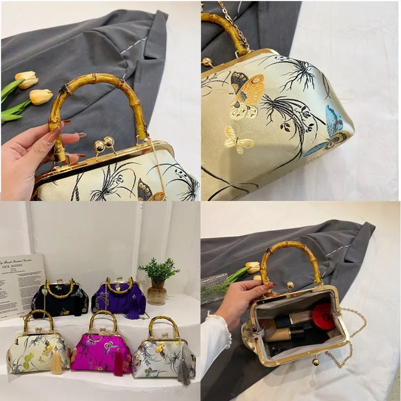 Luxury Embroidery Evening Bag Vintage Fashion Wedding Style Bags Tassels design Women Handbags Purses Shoulder Crossbody Bags