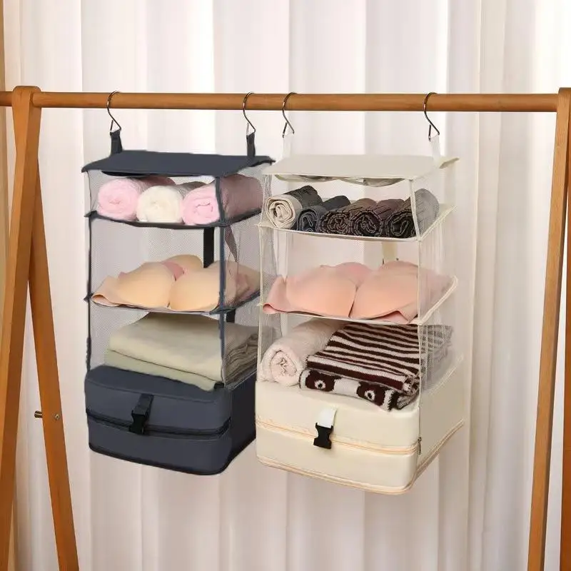 Hanging Closet Storage Organizer With 3 Tier Breathable Mesh And Detachable Zipper Pocket Perfect For Storing Underwear Bras