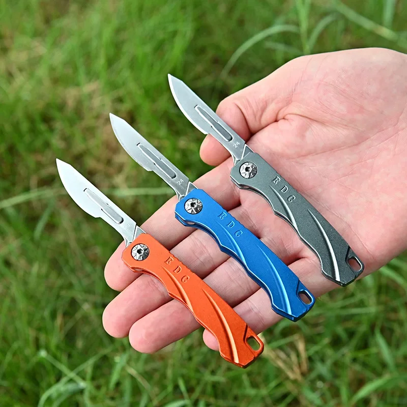 mini-faca-dobravel-de-liga-de-titanio-portatil-edc-ferramenta-de-escultura-removivel-facas-utilitarias-para-exterior-com-10-laminas-gratis