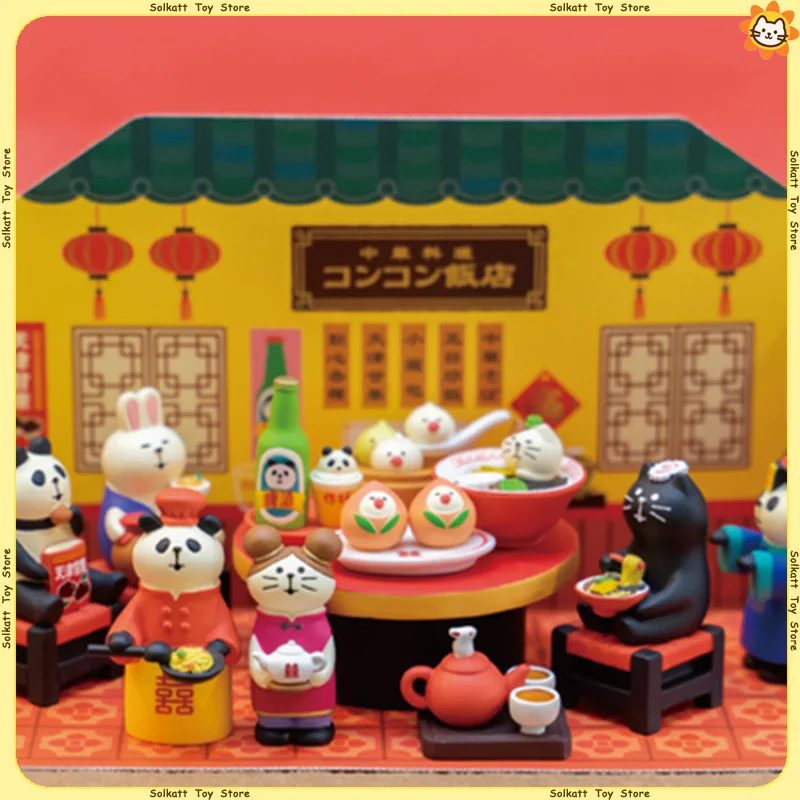 Chinese Restaurant Zakka Panda Chef Miniature Noodles Chun-Li Cat Figurine Toy Grocery Desktop Home Decoration Cute Cartoon Gift