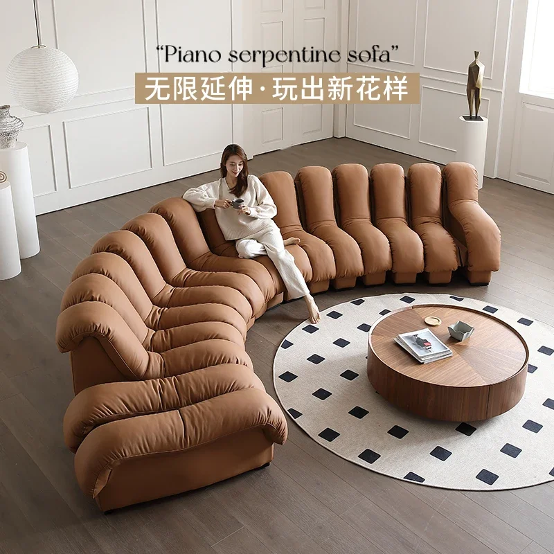 Snake leather sofa minimalist curved special shape