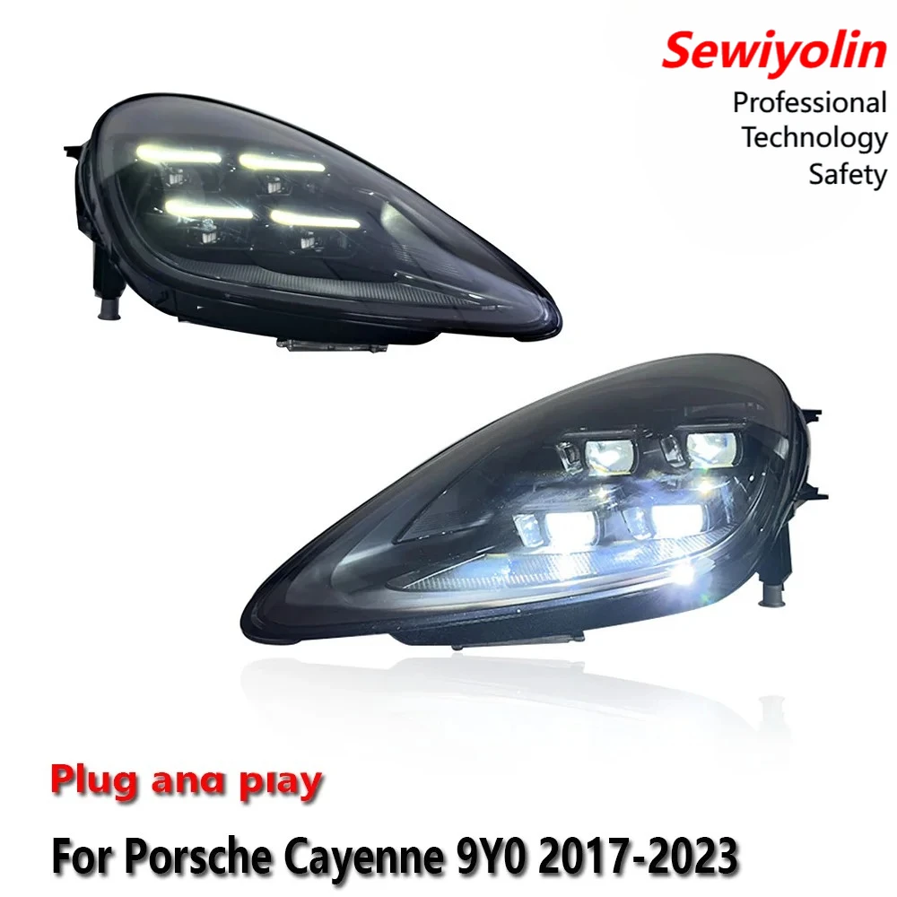 

Car LED Headlight Assemblies For Porsche Cayenne 9Y0 2017-2023 DRL Brake Turn Signal Lamp Plug and Play