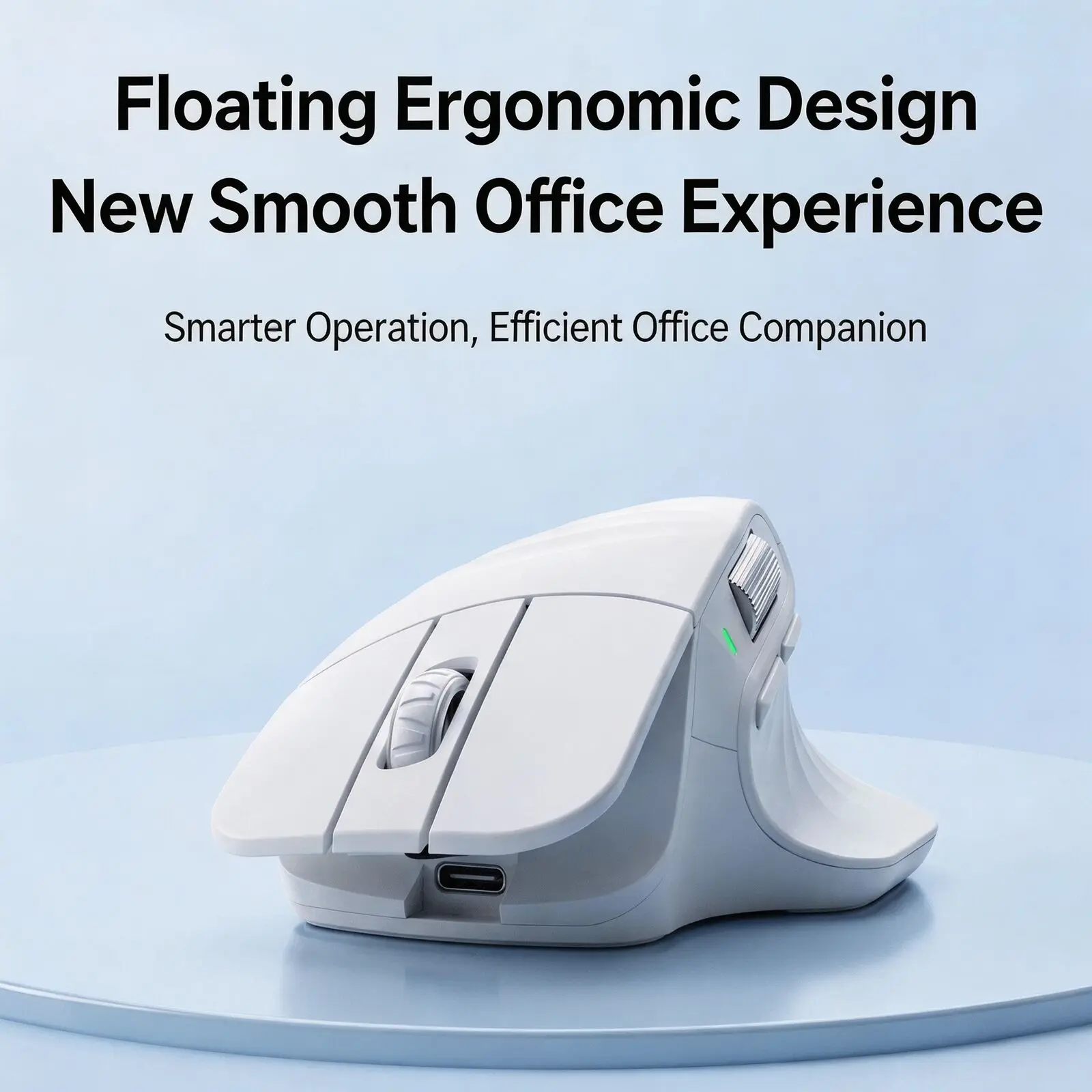 Vertical Ergonomic Wireless Mouse 2.4G Dual Bluetooth 500mAh Rechargeable Silent Buttons 6D Side Scroll Wheel Adjustable DPI