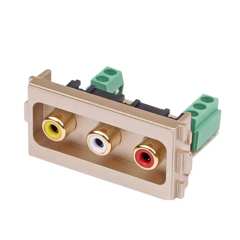 

AV audio and video panel module lotus terminals rca socket 3 rca panel socket welding