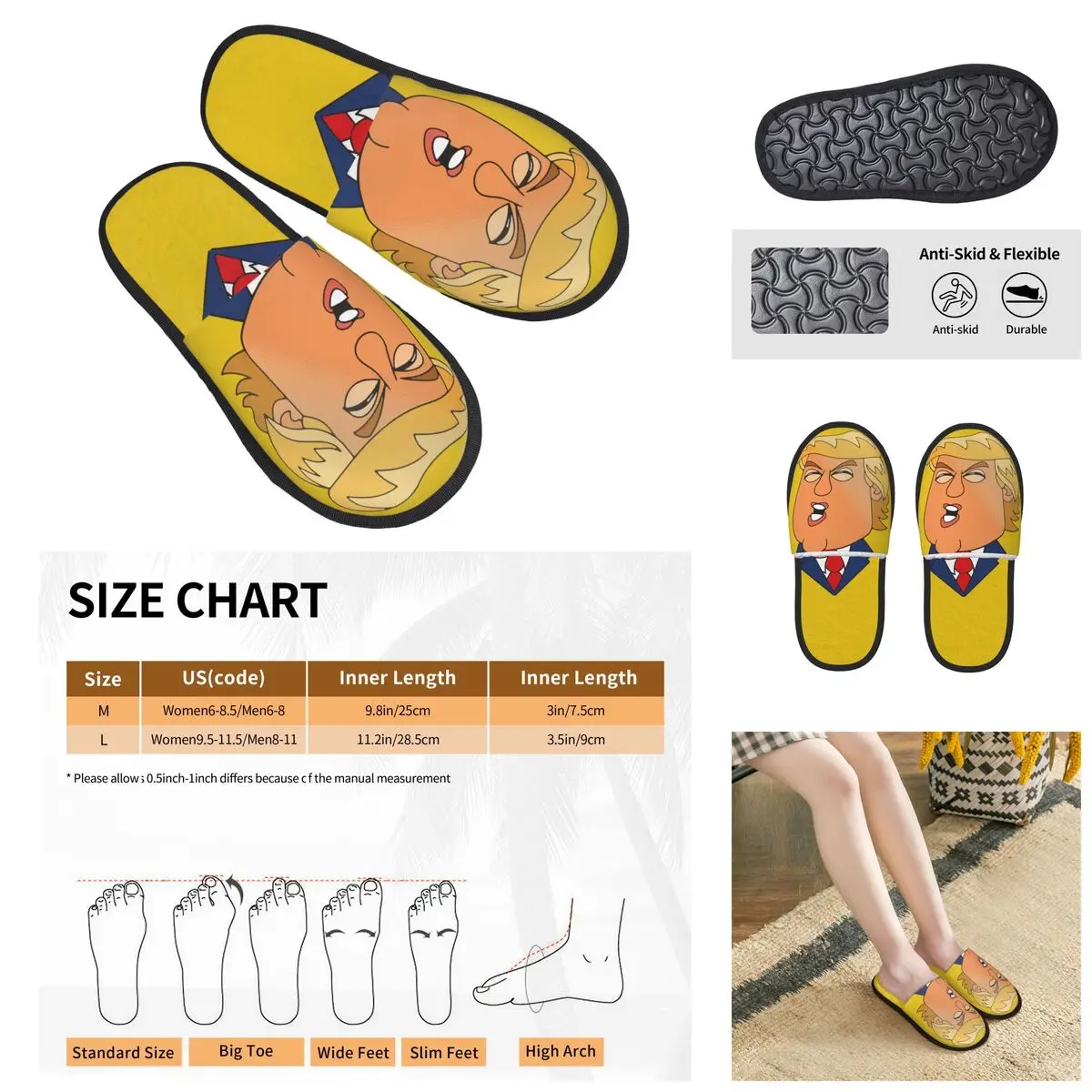 Donald Trump Cartoon Men Women Furry slippers,Cosy printing pantoufle homme Home slippers