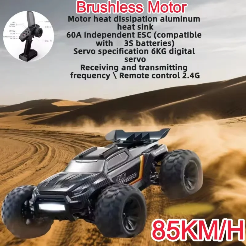 

High-Speed 85KM/H 1:12 Brushless Remote Control Car Truck Metal Transmission Drift 4WD RC Car Racing cars 60A Brushless ESC