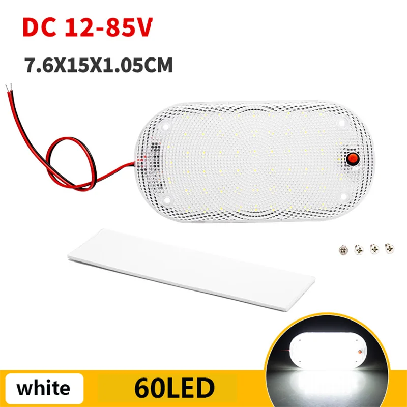 

Круглая каретка, 12 В, 24 В, 60 светодиодов, светильник для кабины, яркий внутренний купольный светильник с переключателем для фургона, грузовика, автофургона, кемпера, 1 шт.