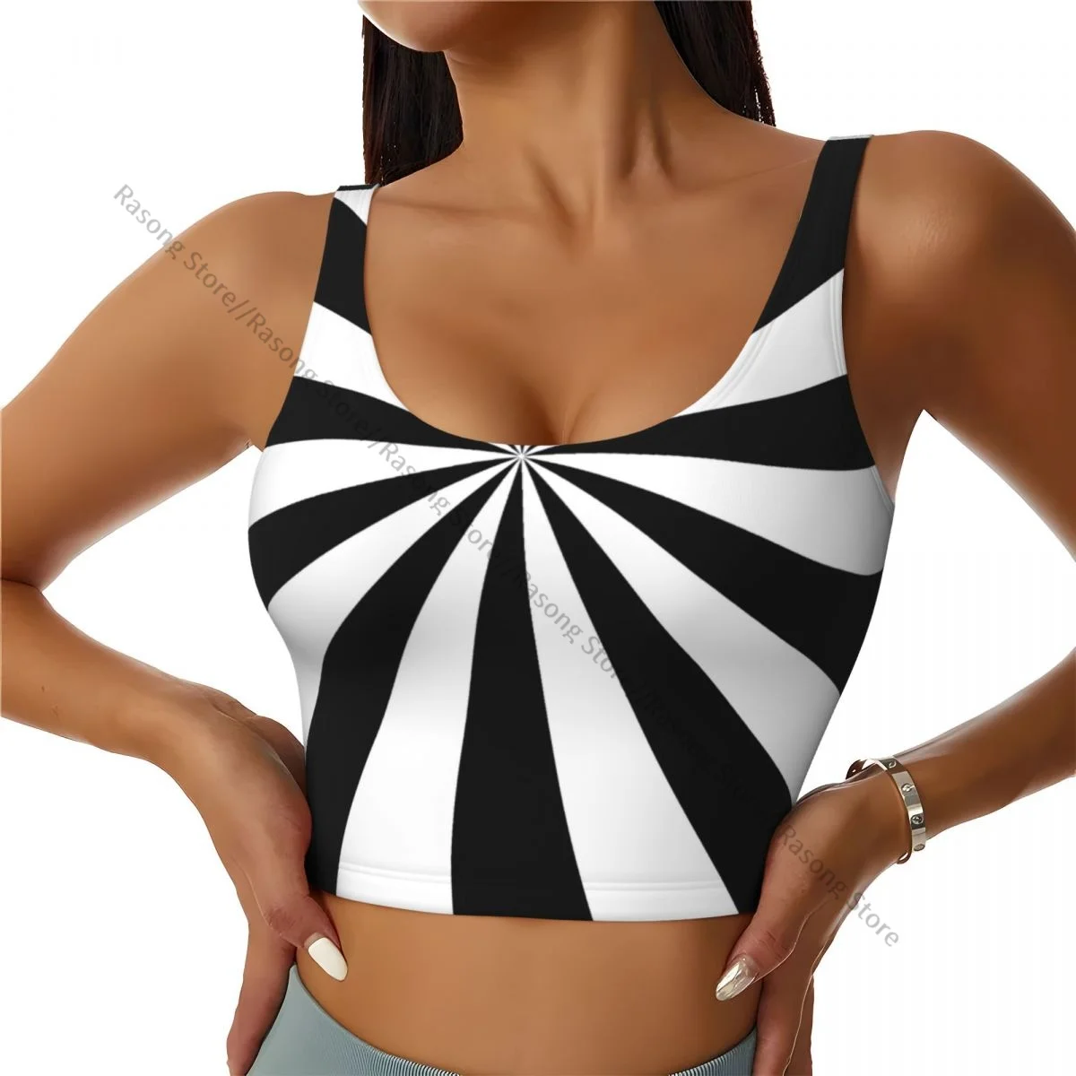 Women Sexy Sports Vest Hypnotic Psychedelic Spiral Art Female Streetwear Sport Lingerie Tee Crop Top