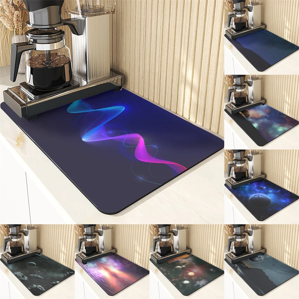 Starry Sky Style Kitchen Accessories Table Mat Kitchen Space Pattern Coffee Decor Cup Mat Silicone Coasters For Drinks Table Pad