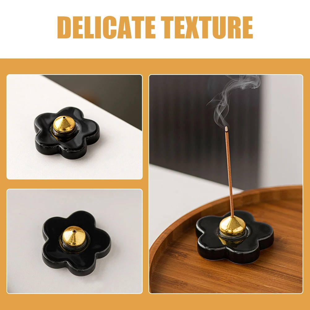

Minimalist Ceramic Incense Holder with Flower Design for Desk Home Decor Burner Stick Vertical Stand Aromatic Censer