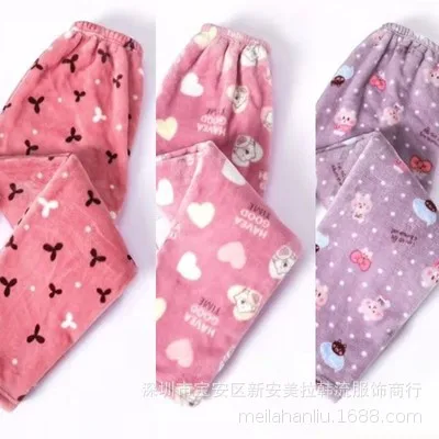 

Winter women's pajamas, middle and old aged warm Flannel trousers, women's autumn and winter household clothes and trousers