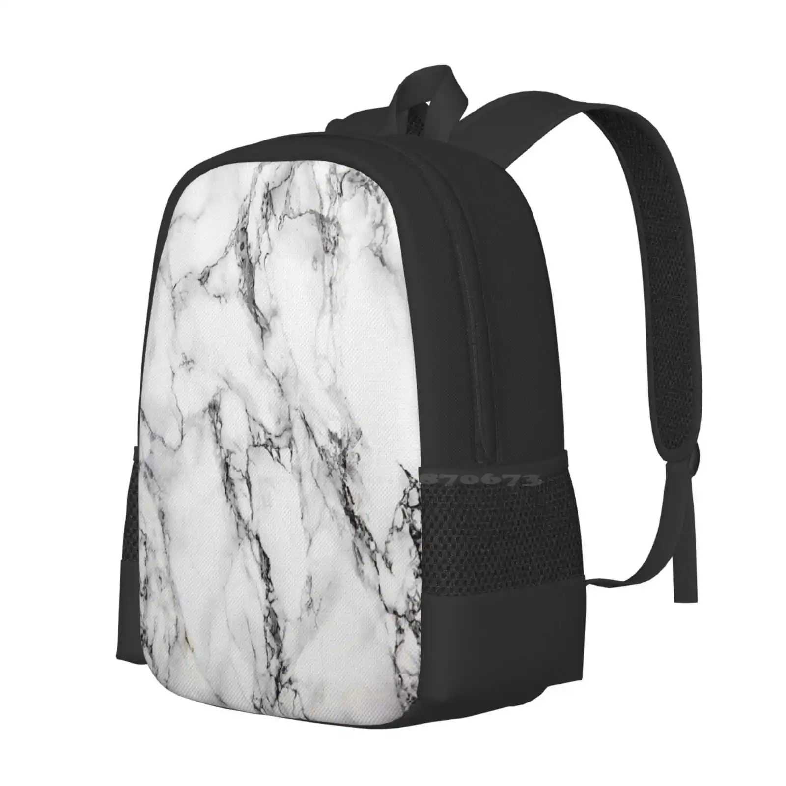 White Marble Fashion Pattern Design Travel Laptop School Backpack Bag White Stone Elegant Natural Gray Marble Texture