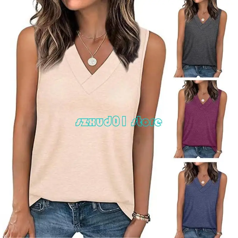 

1xca без рукавов V Sect Top для женщин, идеально подходящих для наслоения или автономного ношения удобной повседневной одежду с