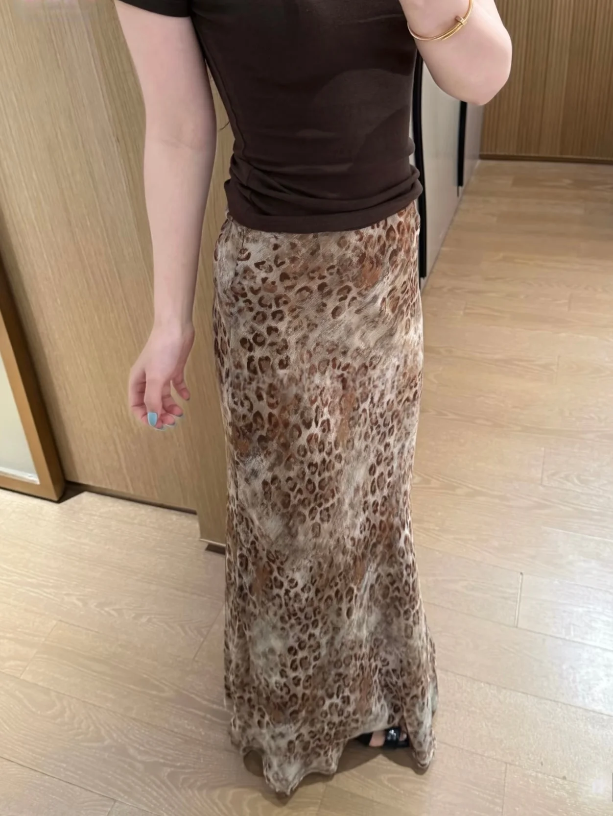 

High Waist Leopard Print Skirt Women's Slim Fit Long Skirt Summer Charming Anti-Aging Bodycon Skirt Elegant Hot Girl