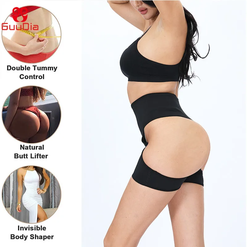 GUUDIA Sexy Thong Control Panties Butt Lifter Shapers Booty Push Up Lift Hip Enhancer Women Body Shaper Waist Trainer Shorts