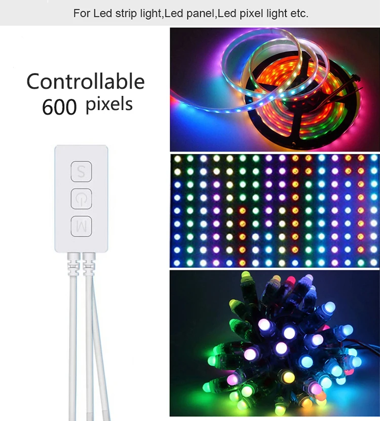 USB/DC Smart SP611E LED Magic Controller Bluetooth&IR 38-Key&Music Wireless Remote Dimmer for 5V 12V 24V Addressable Strip Light