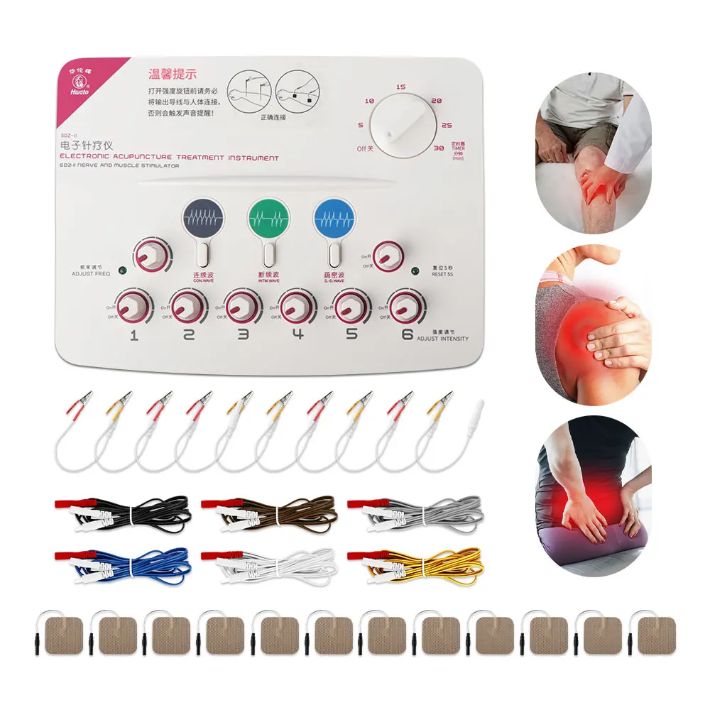 Elektrischer 6-Ausgangskanal, multifunktionales TENS-Körpermassagegerät, Muskelstimulator, Entspannung, Elektroakupunktur-Patch, Massagegerät