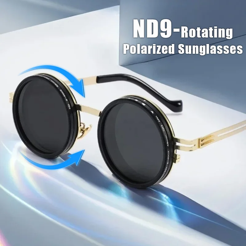 

Fashion ND9 Rotating Adjustable Brightness Light Reducing Sunglasses Personalized Double Polarized Anti-Glare Fishing Sun Glasse