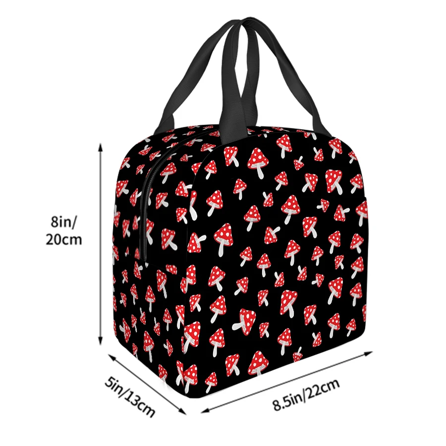 Mushroom Pattern Small Handheld Eco-friendly Lunch Bag Best Gift for Boys Girls 2D Flat Cartoon School Bento Bag for Outdoor