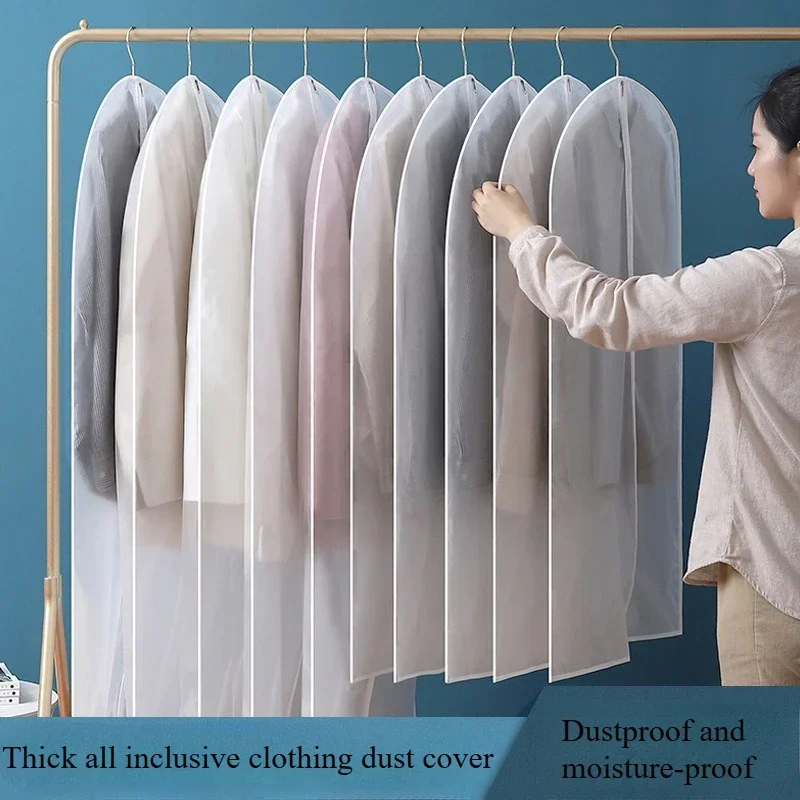 Engrossado reutilizável lavável transparente roupas capa de poeira terno casaco armazenamento saco guarda-roupa pendurado organizadores de roupas