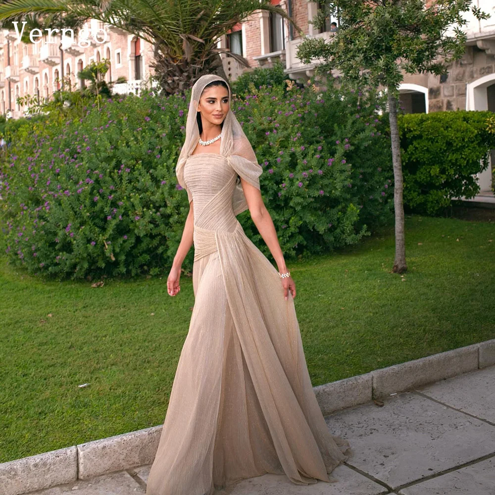 

Verngo Shiny Off The Shoulder Evening Dress Elegant A Line Formal Occasion Dresses Celebrity Pleated Party Gowns Customized