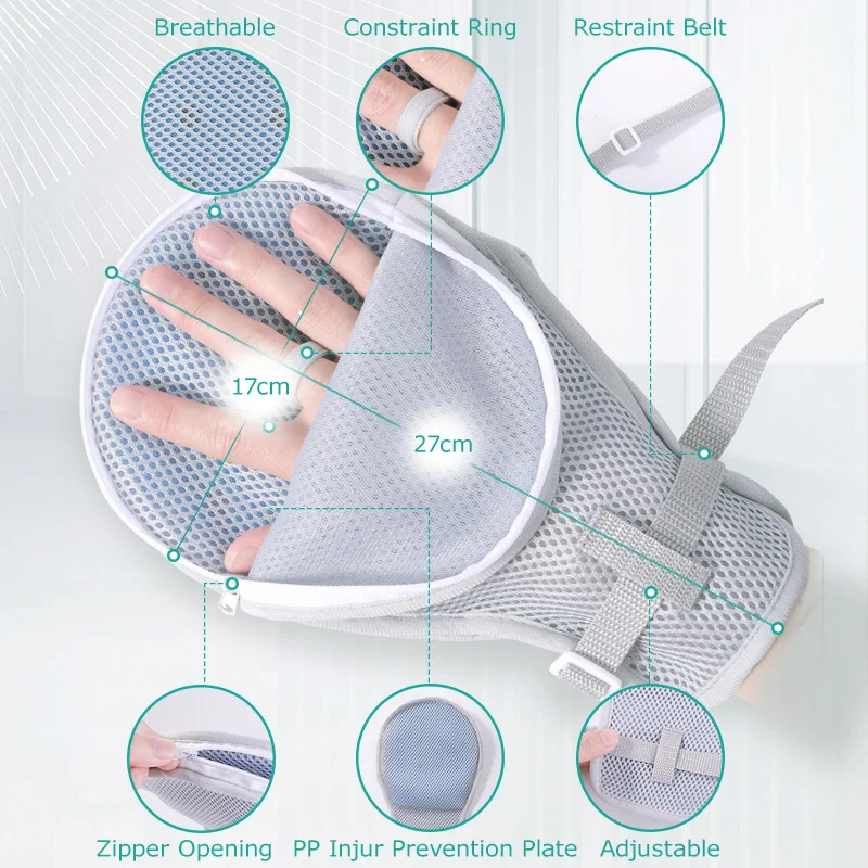 Lefeke Restraint Gloves Zip-UpBed Restraints Mitts Dementia PatientsElderly Autistic child Hand ProtectiveGloves