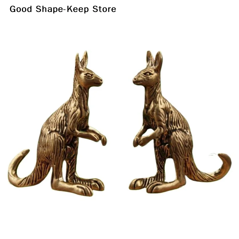 dailyBrass Kangaroo Decorative Statue Exquisite Carved Texture Vintage Finish for Home Office Desk Housewarming Gift