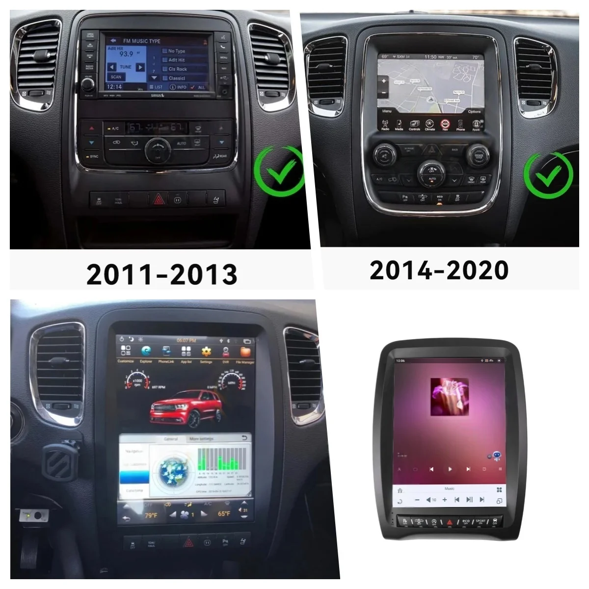 2025 جديد راديو السيارة الاندورويد CarPlay ل دودج دورانجو 2011-2020 شاشة تعمل باللمس مشغل وسائط متعددة لتحديد المواقع والملاحة Carplay رئيس وحدة #2