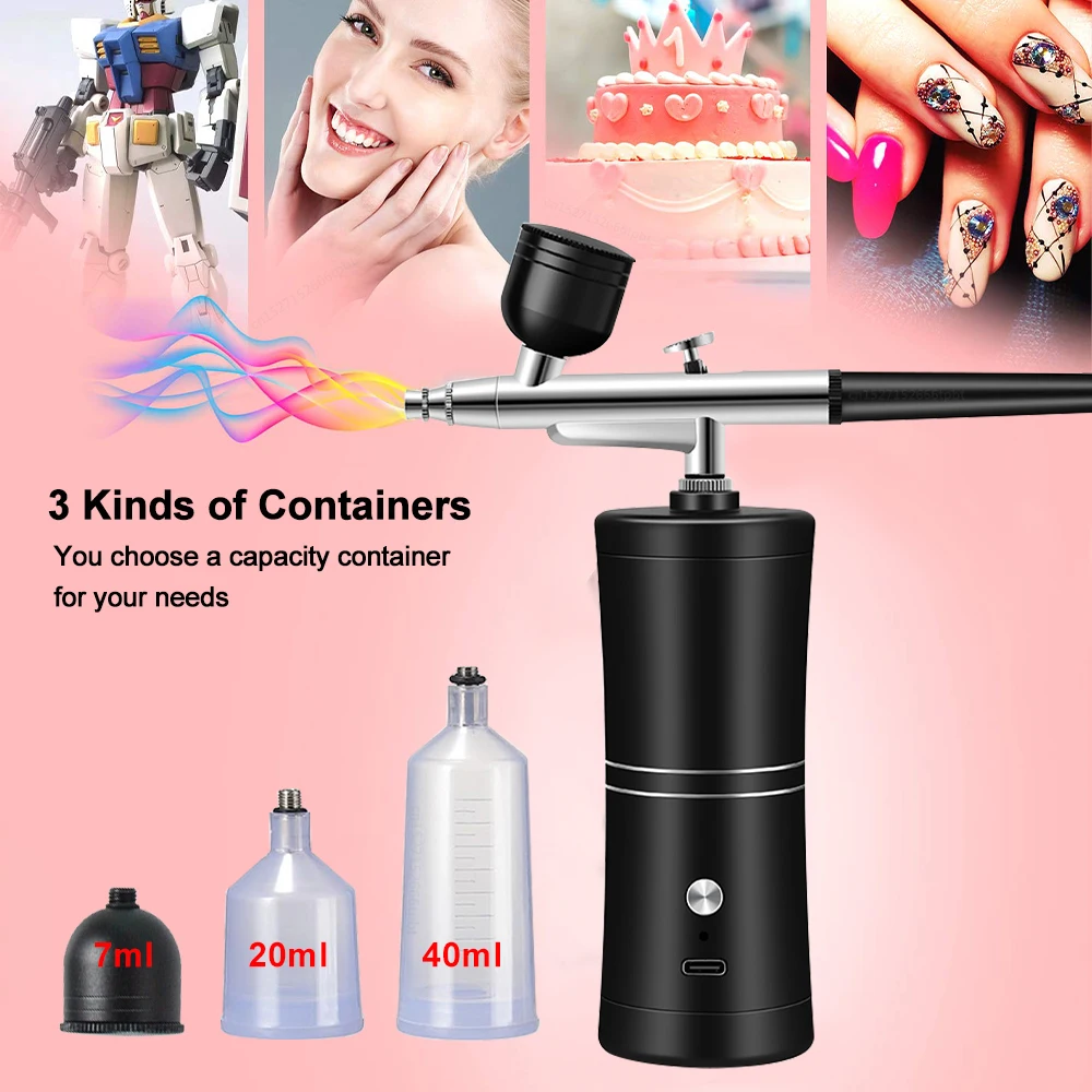 Airbrush Nail Art with Compressor For Makeup Craft Painting Decoration Portable Nano Steam Oxygen Injector Air Brush Gun Sprayer