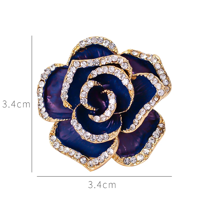 Luxury Vintage  Rose Flower Brooch Red  Rhinestone Alloy