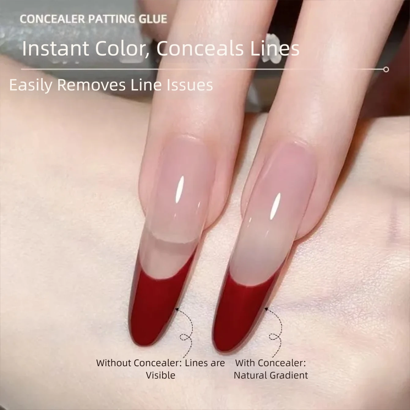 4-Farben-Neutral-Nude-Pat-Malerei-Gel, Concealer-Pat-Gel zum Abdecken freier Nagelkanten, UV-Nagelgel-Lack mit Farbverlauf-Effekt – Detail 2