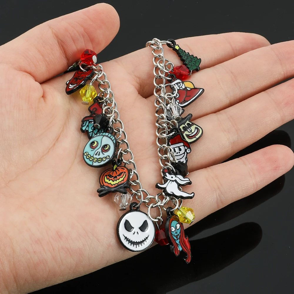 New Disney The Nightmare Before Christmas Bracelet Halloween Charm Jewelry Jack Skellington Pendant Bangle Halloween Accessories