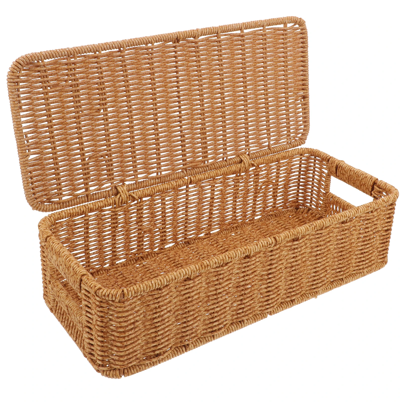 Imitation Rattan Storage Box Desktop Organizer Woven Basket Household Sundry Container Multipurpose Bin Gift Case