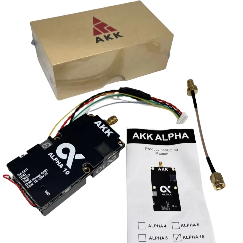 AKK 10W 5.8GHz Alpha 10 FPV Video Transmitter 80CH Ultra-Wideband VTX with Antenna Included
