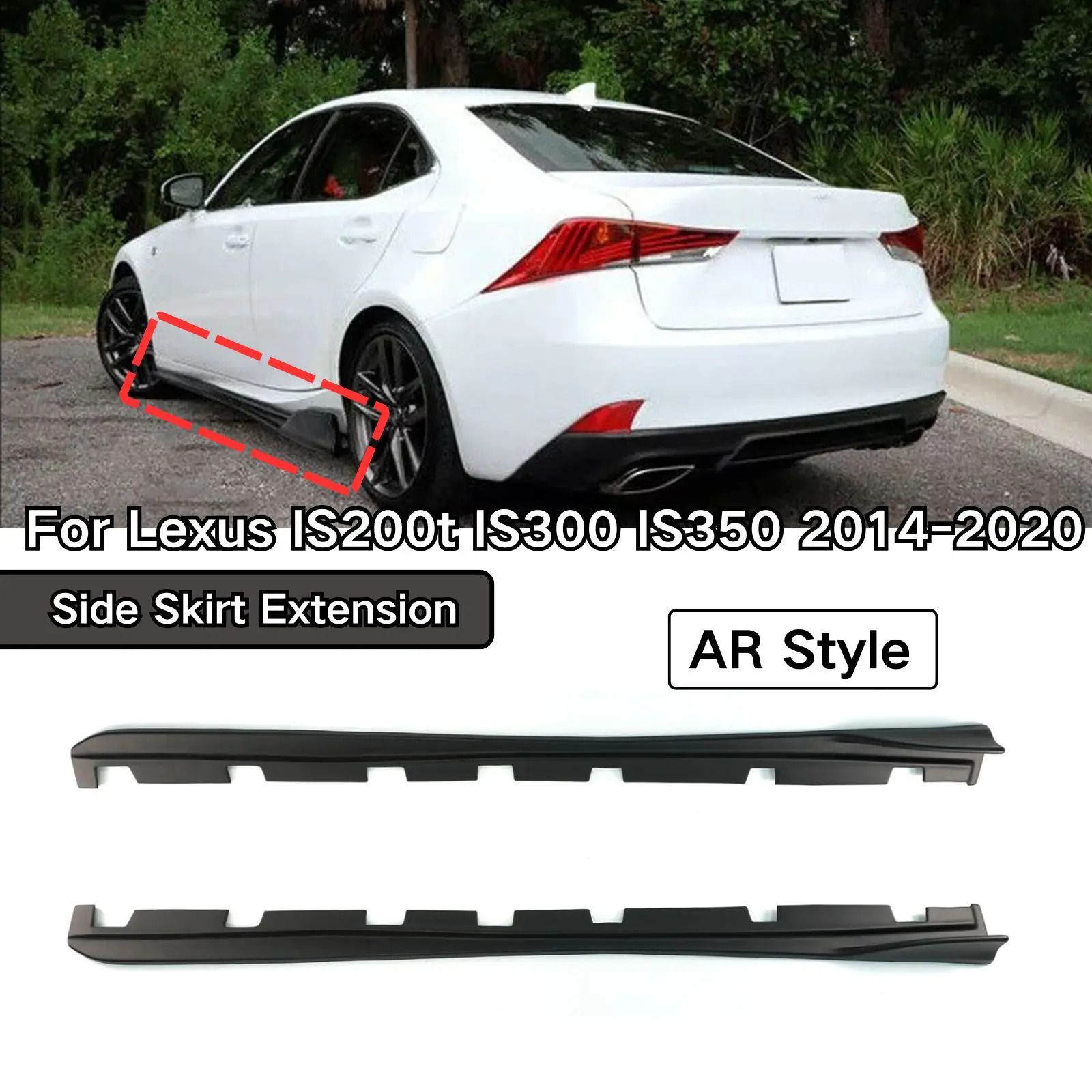 For Lexus IS200t IS300 IS350 2014-2020 Side Skirt Extension Glossy Black Matte Black Carbon Fiber Print Car Accessories Body Kit