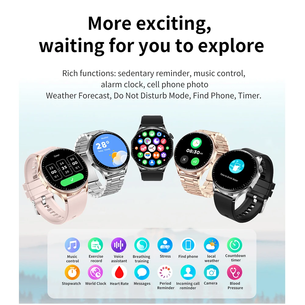 لهواوي 2 في 1 سماعات ساعة ذكية شاشة AMOLED BT دعوة معدل ضربات القلب الأكسجين في الدم لتحديد المواقع تتبع IP67 مقاوم للماء Smartwatch