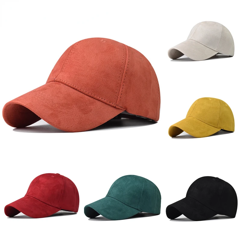 Nueva venta al por mayor Gorra de béisbol de gamuza Otoño Invierno para hombres mujeres invierno sólido sombrero de calle Unisex ajustable Casual Plain Gorra gorras