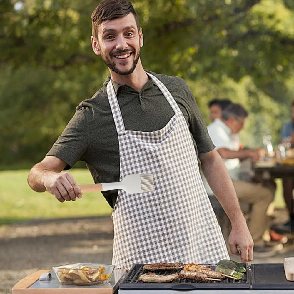 

2PCS Wooden Handle Silicone Barbecue Oil Brush Heat-resistant Food Grade Pastry Brush Hanging Anti-scalding BBQ Basting Brush