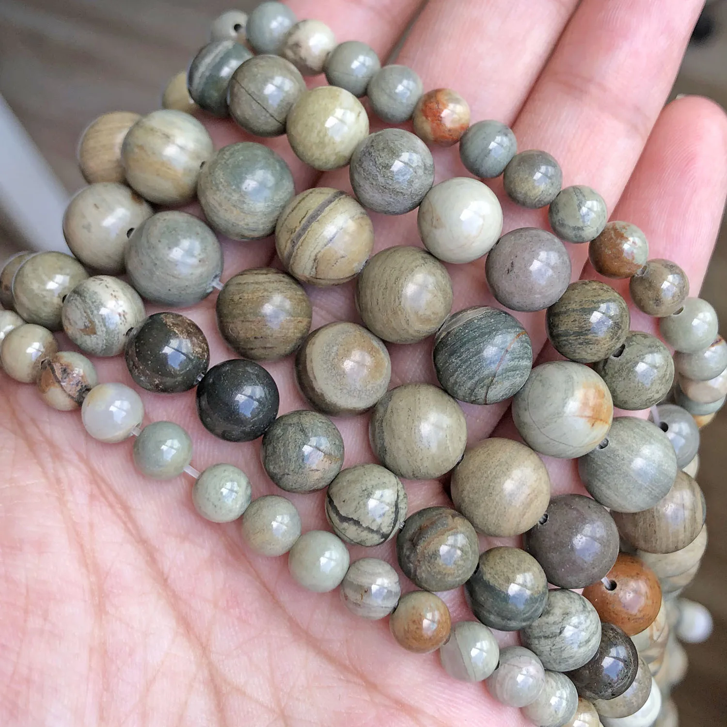 Wholesale 4-12mm Natural Stripe Jasper Stone Beads Round Loose Spacer Beads For Jewelry Making Diy Bracelet Accessories